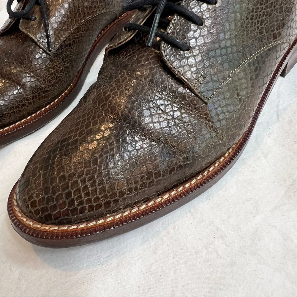 Schmoove womens lace up brown snake leather oxford size 37